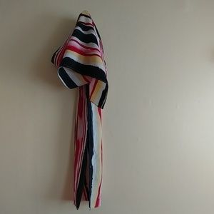 Long striped scarf white red black yellow